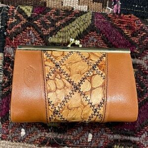 Vintage Quilted Leather Kisslock Coin Purse Boho